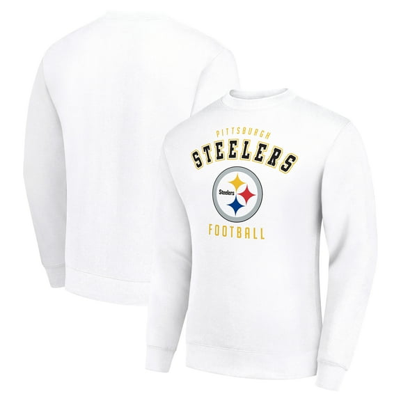Men's Starter White Pittsburgh Steelers Team Logo Pullover Sweatshirt