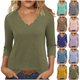 thumbnail image 1 of Top bonito,Blusa de verano para mujer con cuello en V y manga corta, poliéster, informal y cómoda, ideal para el hogar, sopatenor, 1 of 6