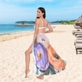 thumbnail image 6 of FORMRS Womens Long Sarong Beach Wrap Semi-Sheer Bikini Skirt Bathing Swimsuit Cover Up, Bright Flowers, 6 of 7
