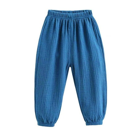 

Baozhu Toddler Kids Baby Long Pants Bloomers Cotton Linen Elastic Harem Pants Joggers for Boys Girls