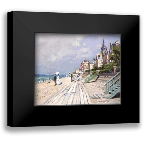 Monet, Claude 14x12 Black Modern Framed Museum Art Print Titled - Beach at Trouville