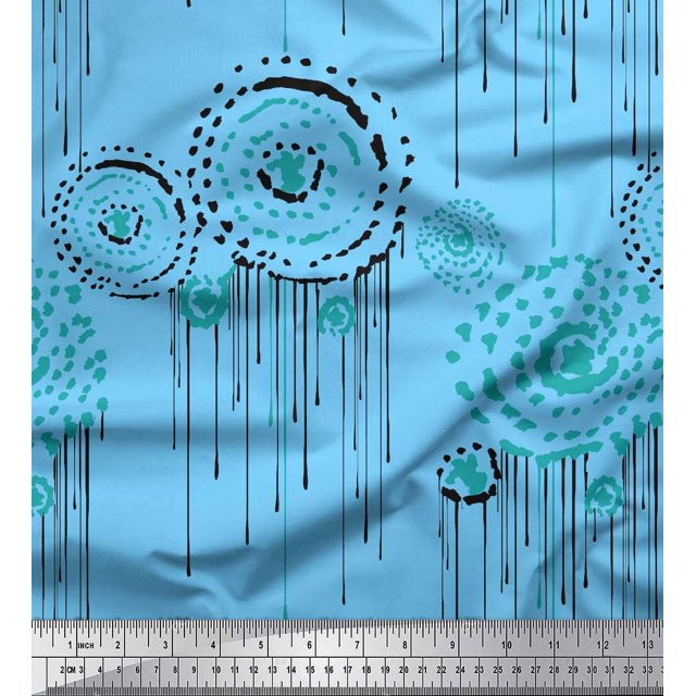 Soimoi Poly Georgette Fabric Brush Stroke Abstract Print Sewing Fabric Yard 42 Inch Wide