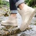 thumbnail image 2 of Crunowin Men's Rain Boots, Stylish Waterproof Commute Ankle Outdoor Casual Shoes Beige 9.5, 2 of 7