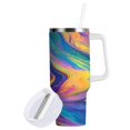 thumbnail image 2 of Ryvnso 40 oz Tumbler with Handle and Straw Insulated Stainless Steel Travel Mug with Lid Tie Dye Rainbow Pattern, 2 of 9