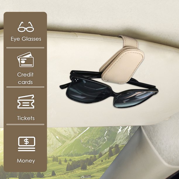 Clip magnético para colgar gafas de sol de piel de vaca Ndcxsfigh para guardar gafas máscara de tarjeta (beige)