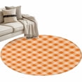 thumbnail image 2 of 3.3ft Washable Round Rug, Autunm Orange Non-Slip Circle Area Rug for Entryway Bedroom, Lattice Indoor Accent Floor Mat for Home Decor, 2 of 9