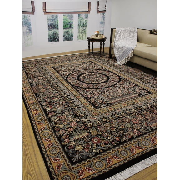 Wali Zarqa Black/Blue Rug, 8'11" x 12'10"
