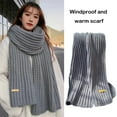 thumbnail image 2 of opolski Winter Scarf Knitted Thickened Solid Color Elastic Windproof Stay Warm Anti-shrink Lady School Outdoor Scarf Clothes Accessories Black, 2 of 8