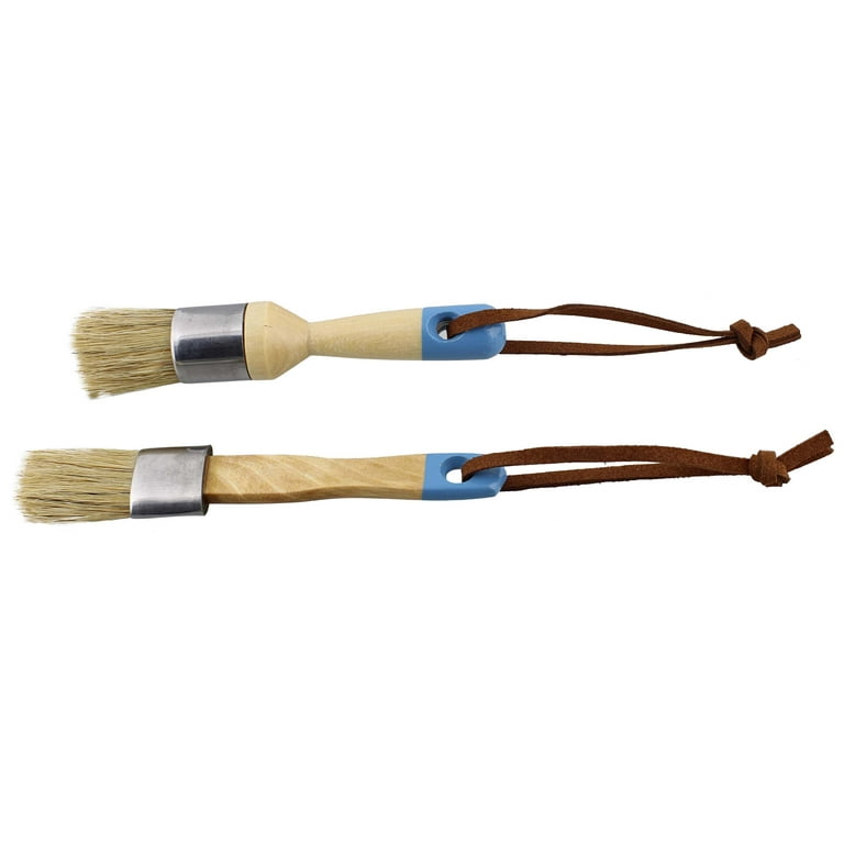 7Penn Chalk And Wax Paint Brush - 2pc Flat And Round 1in Craft Paint Brushes  