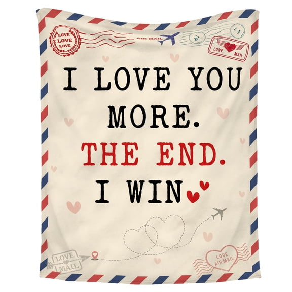 Anniversary Couple Gifts for Women - I Love You More Soft Flannel Throw Blanket 50x60 in/60x80 in - Birthday Romantic Gifts for Girlfriend Boyfriend Wife Husband, I Love You Gift for Him Her