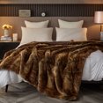 thumbnail image 3 of Cozylore Luxury Faux Fur Throw Blanket for Couch Super Thick Warm Long Fluff Fuzzy Blankets for Bedroom Living Room, 50" x 60", Brown, 3 of 7