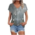 thumbnail image 2 of Viikei Plus Size Tops for Women Dressy,Women's Printed V-neck Short-sleeved T-shirt Loose Top Short Sleeve Top Multicolor XXL, 2 of 4