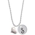 thumbnail image 1 of Delight Jewelry Cheer Heart with AB Crystal Silvertone Script Initial Disc - S - Charm Necklace, 20"+3", 1 of 4