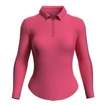 IBKUL Golf Ladies Long Sleeve Zip Polo Watermelon Extra Small