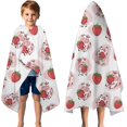 thumbnail image 3 of White Cow Strawberry Pattern Hooded Bath Towel，50"x30" for Ages 3 To 12 Kids, Quick Dry Lightweight Soft Microfiber Hood Beach Towel Cover Up for Kids, 3 of 7