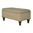 thumbnail image 1 of HomePop Banc de Rangement Rectangulaire Traditionnel en Tissu avec Garniture de Clous en Vanille, 1 of 10