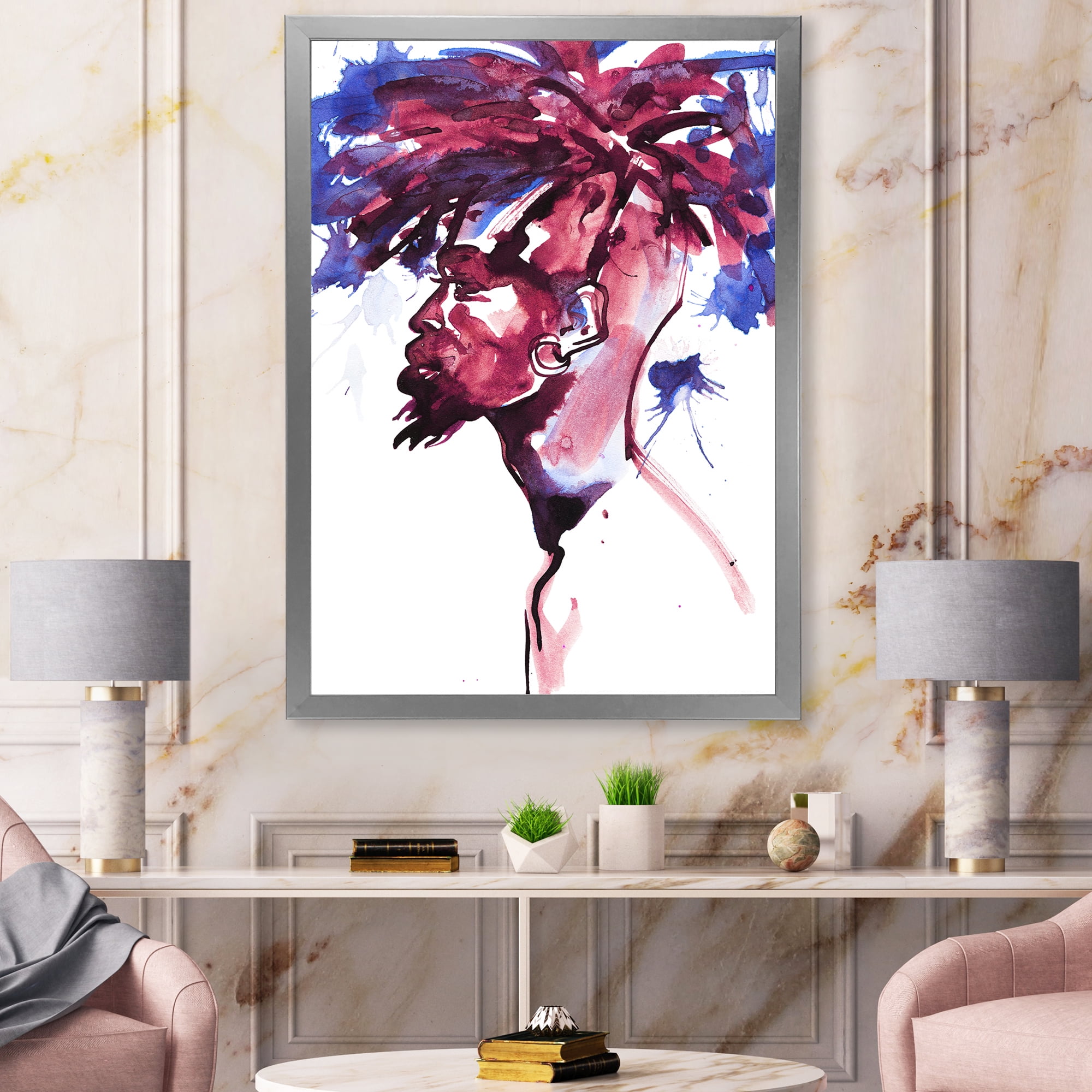 Designart 'Fashion Portrait of Handsome African Man' Modern Framed Art Print