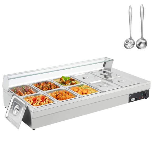 Yeshouse Professional Food Warmer - 10-Pan, 12QT Each, Durable Stainless Steel & Glass Design for Buffets