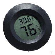 Angle View: 2x Reptile Thermometer Humidity Temperature Sensor Gauges For Reptile Tank Black