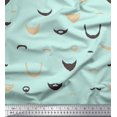 thumbnail image 1 of Soimoi Green Cotton Voile Fabric Mustache Face Print Sewing Fabric BTY 58 Inch Wide, 1 of 3