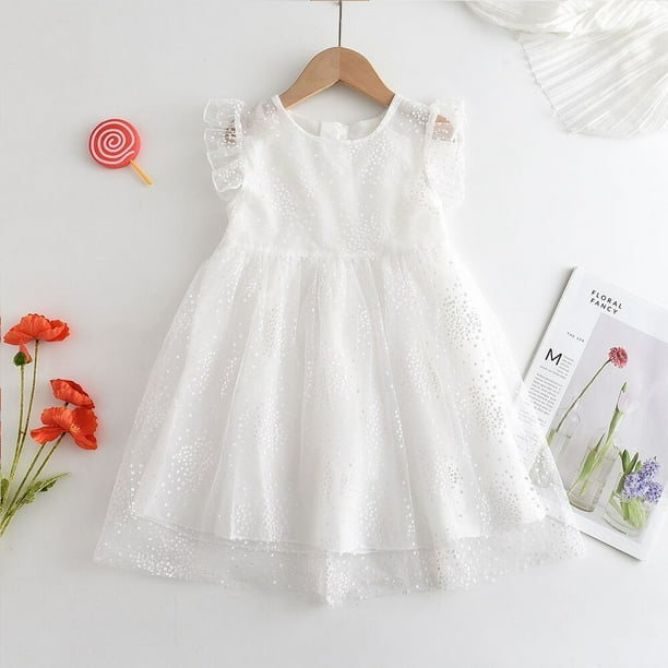 Ropa de verano para niña, falda de hadas con estrellas y arco iris de lentejuelas, vestido de baile de malla para niños y bebés, vestido en capas, vestido de princesa dulce para niñas 90 (18-24M) Gao Jinjia LED
