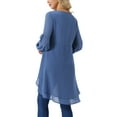 thumbnail image 3 of Women's High Low Tops Lantern Long Sleeve Round Neck Dressy Casual Chiffon Asymmetrical Tops Blouse S Grey Blue, 3 of 6