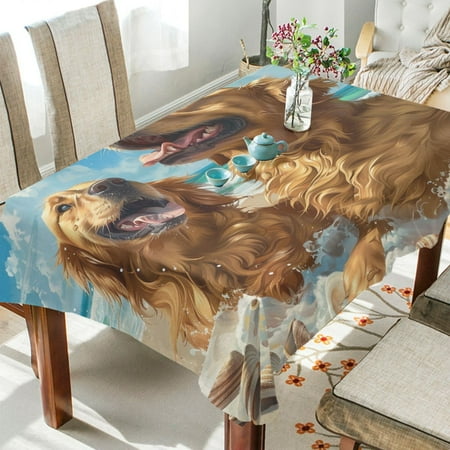 BZSMCE Square Tablecloth Beach Buddies Having Fun Pattern Tableclothes