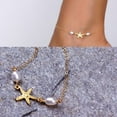 thumbnail image 6 of Ruanlalo Beach Women Starfish Anklet Ankle Bracelet Faux Pearl Sandals Foot Chain Jewelry Golden, 6 of 6