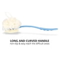thumbnail image 4 of Cepillo corporal de ducha con cerdas y lufa, esponja de malla de baño con mango largo curvado para baño exfoliante de la piel, cerdas de masaje para húmedo y seco, hombres y mujeres (azul) ER, 4 of 5