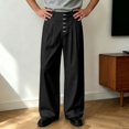 thumbnail image 2 of Mens Straight Leg Jeans with Double Pleats Relaxed Fit Casual Wide Leg Trousers, 2 of 6