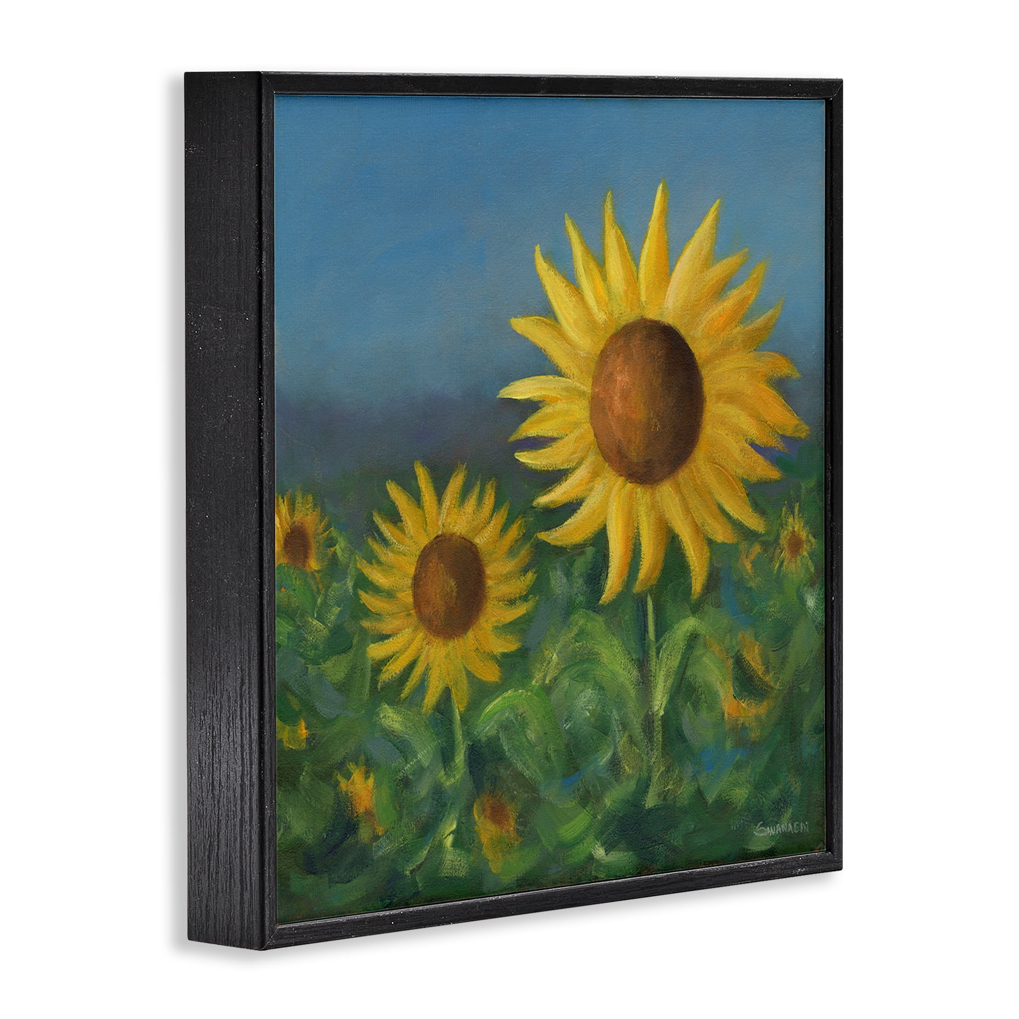 Stupell Industries Blooming Sunflower Meadow Botanical & Floral Painting Black Framed Art Print Wall Art, 12 x 12