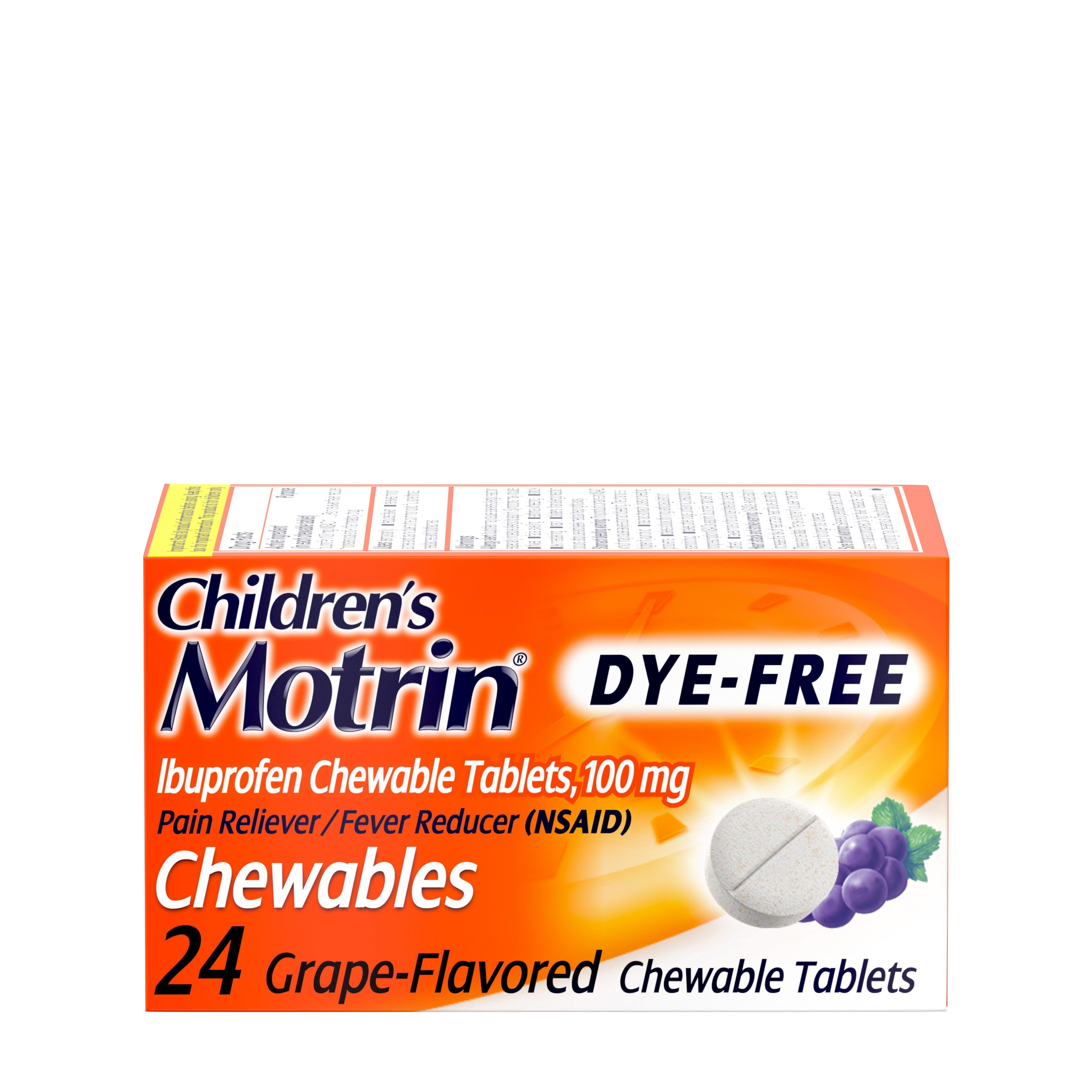 Children's Motrin Dye-Free Ibuprofen Chewable Tablets, Grape, 24 ct