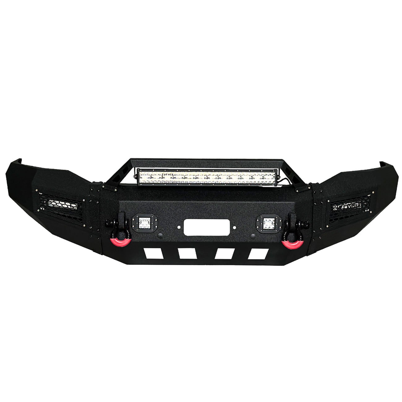 Vijay Compatible with 2019-2020-2021-2022-2023-2024-2025-2026 Dodge RAM 2500/3500 Front and Rear Bumper Textured Black Steel with Light and D-ring