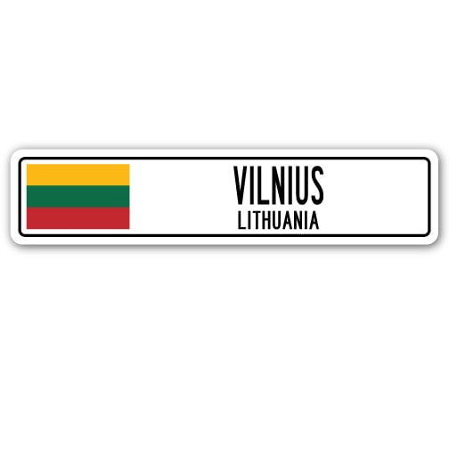 VILNIUS LITHUANIA Street Sign Lithuanian flag city country road wall gift
