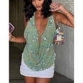 thumbnail image 3 of Women's Halter Neck Vest Summer Sleeveless Open Back Fashionable Sequins Flower Tank Tops, 3 of 5