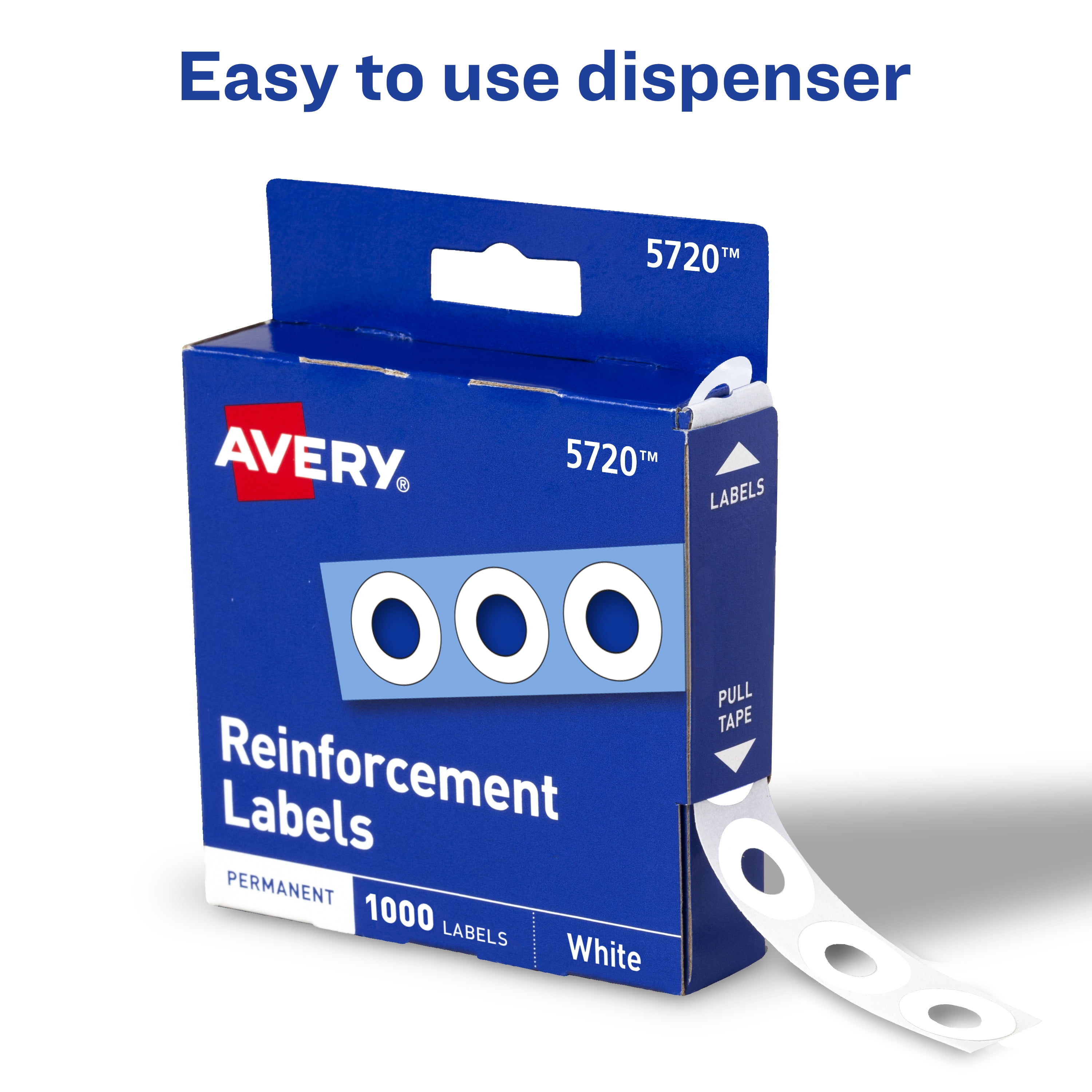 Avery® Hole Reinforcement Labels, 1/4 Diameter, Metallic Colors,  Non-Printable, 280 Reinforcement Stickers Total (5745)
