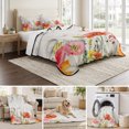 thumbnail image 6 of Full Quilt Set 78''x90'', Pink Yellow Floral Lightweight Bedspread Coverlet Set with 2 Pillow Shams, Spring Flowers Elegant Pastoral Leaves Breathable All Season Quilt Bedding for Bedroom/Guest Room, 6 of 9
