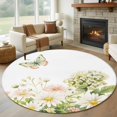 thumbnail image 3 of Spring Flower Round Area&nbsp;Rug 7ft Watercolor White Pink Floral Butterfly Non-Slip&nbsp;Washable Circle Rugs Soft Felt Indoor Floor Mat for Bedroom Kitchen Living Room Bathroom, 3 of 9