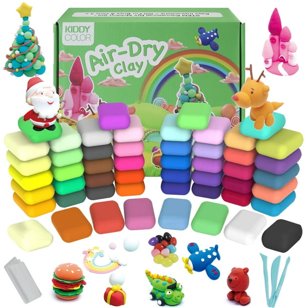 KIDDYCOLOR 56 Colors Air Dry Clay Kit, Modeling Clay Kit for Kids with Sculpting Tools, Animal Decoration Accessories, Ultra Light Magic Clay Craft Gift for Boys & Girls Age 3-12 Years Old - KIDDYCOLOR 56 Colors Air Dry Clay Kit, Modeling Clay Kit for Kids with Sculpting Tools, Animal Decoration Accessories, Ultra Light Magic Clay Craft Gift for Boys & Girls Age 3-12 Years Old -