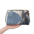 thumbnail image 4 of Easygdp Silver Dragon Mountain Peaks Leather Makeup Bag Zipper Pouch Travel Cosmetic Organizer for Women and Girls, Make up Bag with Zipper, 4 of 8