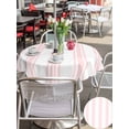 thumbnail image 4 of Outdoor Tablecloth with Umbrella Hole & Zipper, Pink Striped Round Tablecloth 54 Inch, Farmhouse Vertical Stripes Patio Table Cover Waterproof Table Cloth for Picnic/Party, 4 of 7