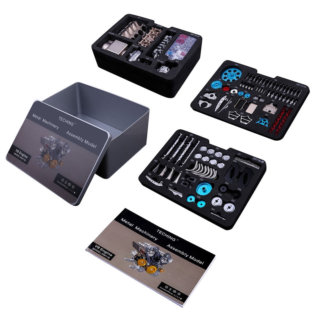 ENGINEKIT Teching 1:3 Metal V8 Car Engine Model Kit Mechanical DIY Assembly Recearch Educational Toy Adults Kids