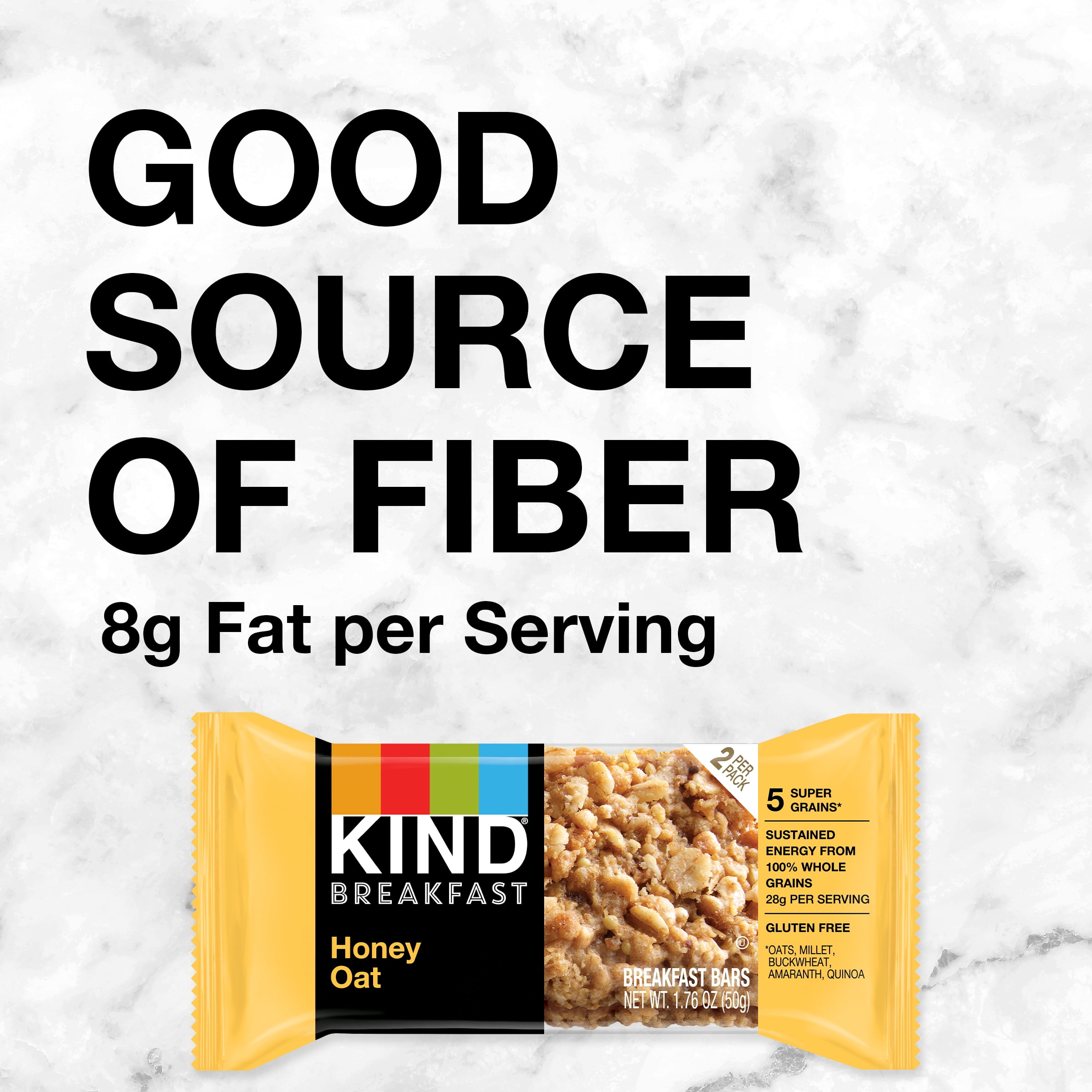 KIND Bars, Dark Chocolate Cocoa Protein Breakfast Bar, Gluten free, 1.76 oz, 4 Snack Bars