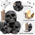 thumbnail image 6 of Large Halloween Skull Decor,LED Flameless Candles Table Centerpiece Lighted Candlestick with Skull Decoration,House Party Ornament Decoration with LED Light Up Eyes Desk Lamp for Cool Holiday, 6 of 8