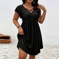 thumbnail image 5 of New Plus Size Dresses for Women Summer Fashion Plus Size V-Neck Crisscross Detail Ruffle Sleeve Flared Midi Dress Casual Solid Color Dress, 5 of 5