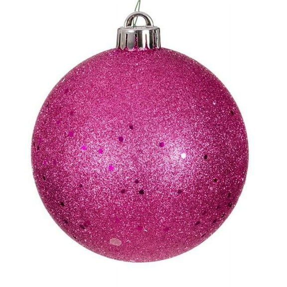 Vickerman N592559DQ 10 in. Sequin Ball Ornament with Drilled Cap, Hot Pink