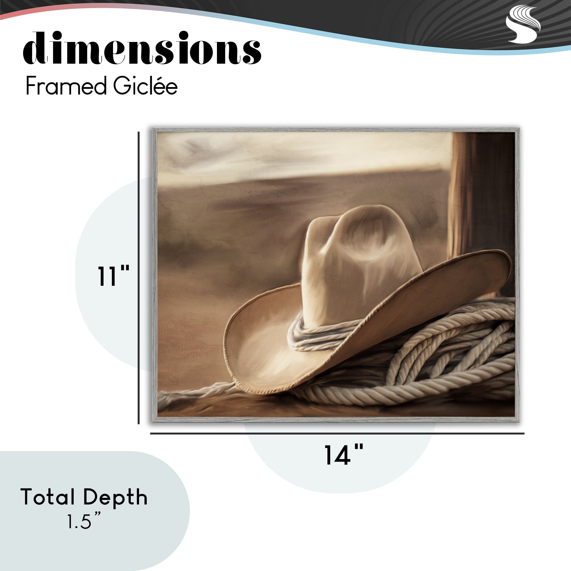 Stupell Industries White Cowboy Hat Gray Framed Giclee Art, design by Kim Allen