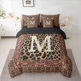 thumbnail image 2 of jejeloiu Damask Floral Pattern 7-Piece Twin Bedding Sets,First Letter M Bedding Comforter Set For Cheetah Lover Reversible, 2 of 8