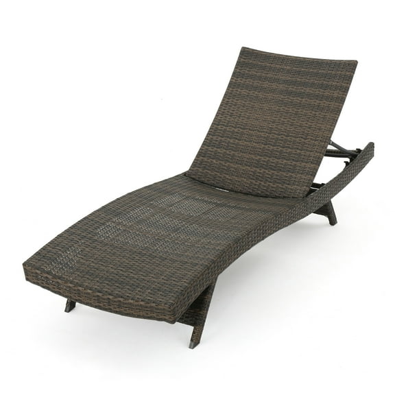 Mach Chaise Lounger, Mocha Brown Outdoor Rattan Wicker, Curved, 79 Inch