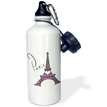 

3dRose Purple Gel Effect One Dimensional Eiffel Tower With The Word Paris Sports Water Bottle 21oz
